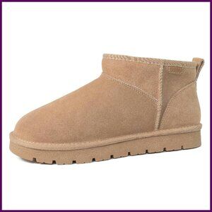 Genuine Suede Platform Snow Boots, Fur Lined, Anti-Slip Winter Boots
